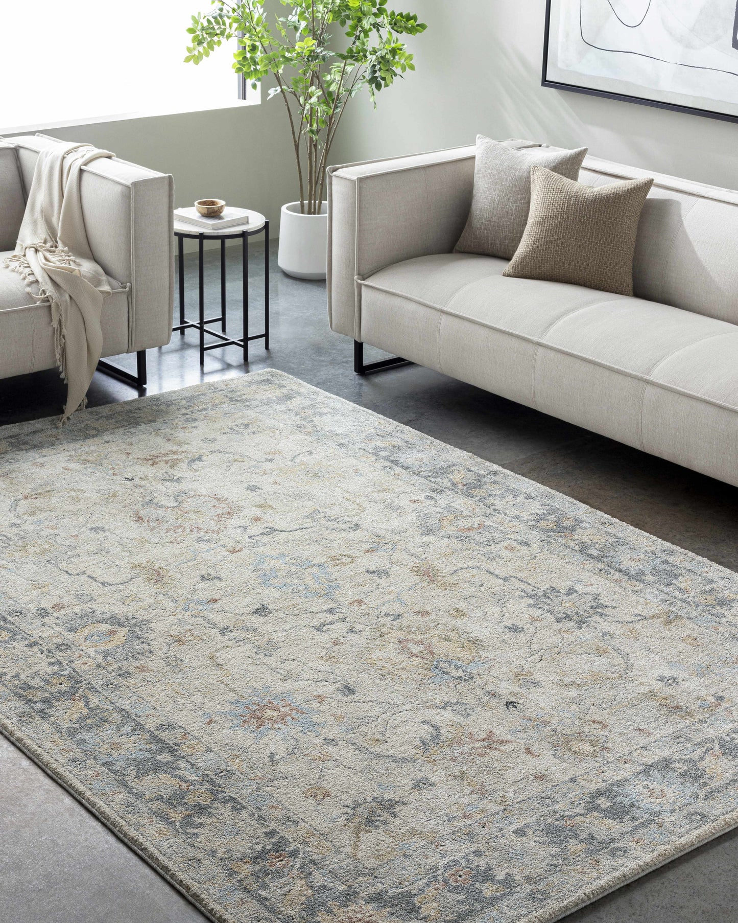 Ahmaud Beige & Light Gray Thick Luxe Area Rug